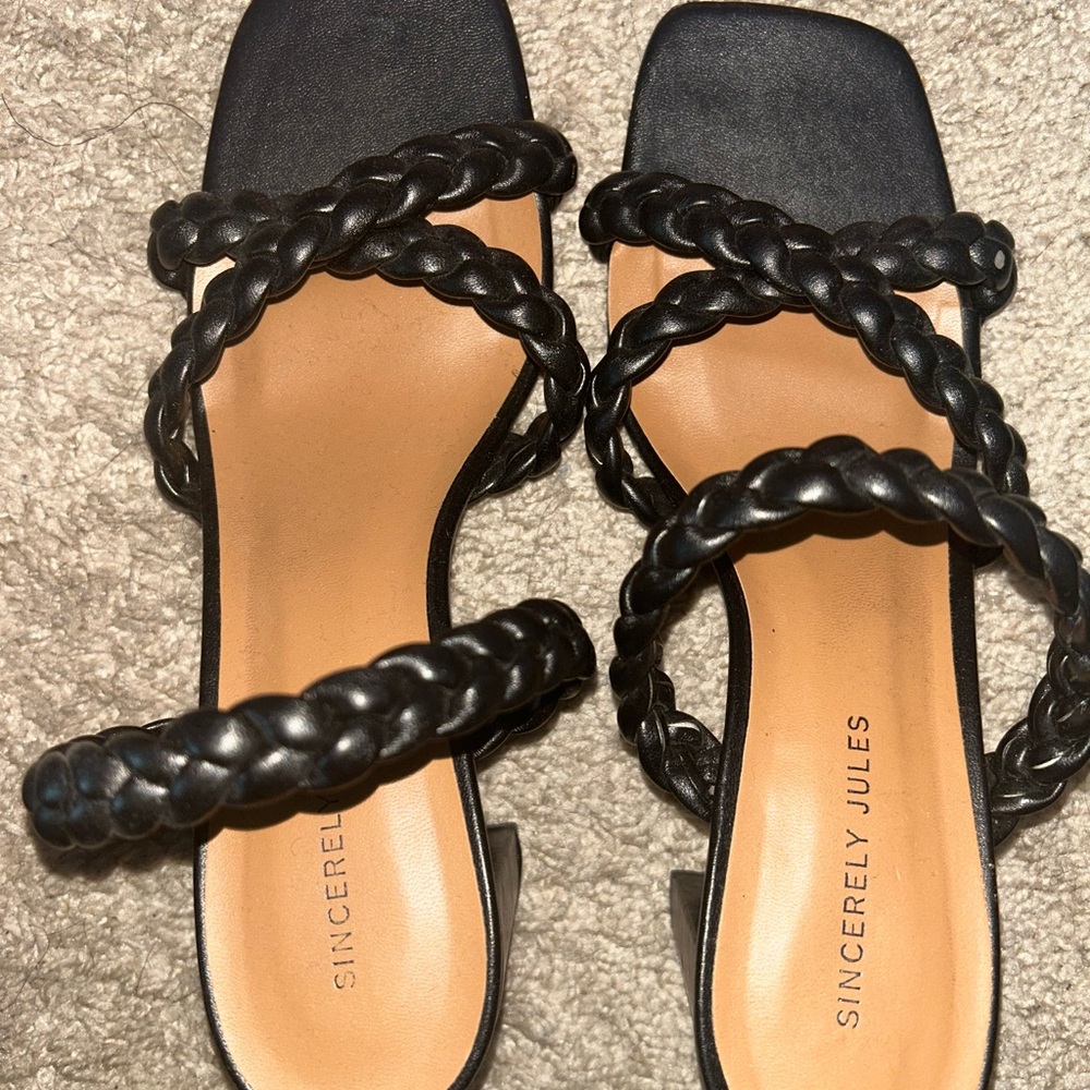 Sincerely Jules Black Braided Heels - Picture 2 of 2